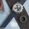 Navy leather watch strap