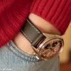 brown leather watch strap white stitch