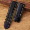 Padded natural leather watch strap for Panerai in black