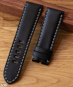 Padded natural leather watch strap for Panerai in black