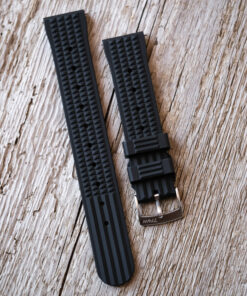 FKM rubber watch strap, black - Waffle